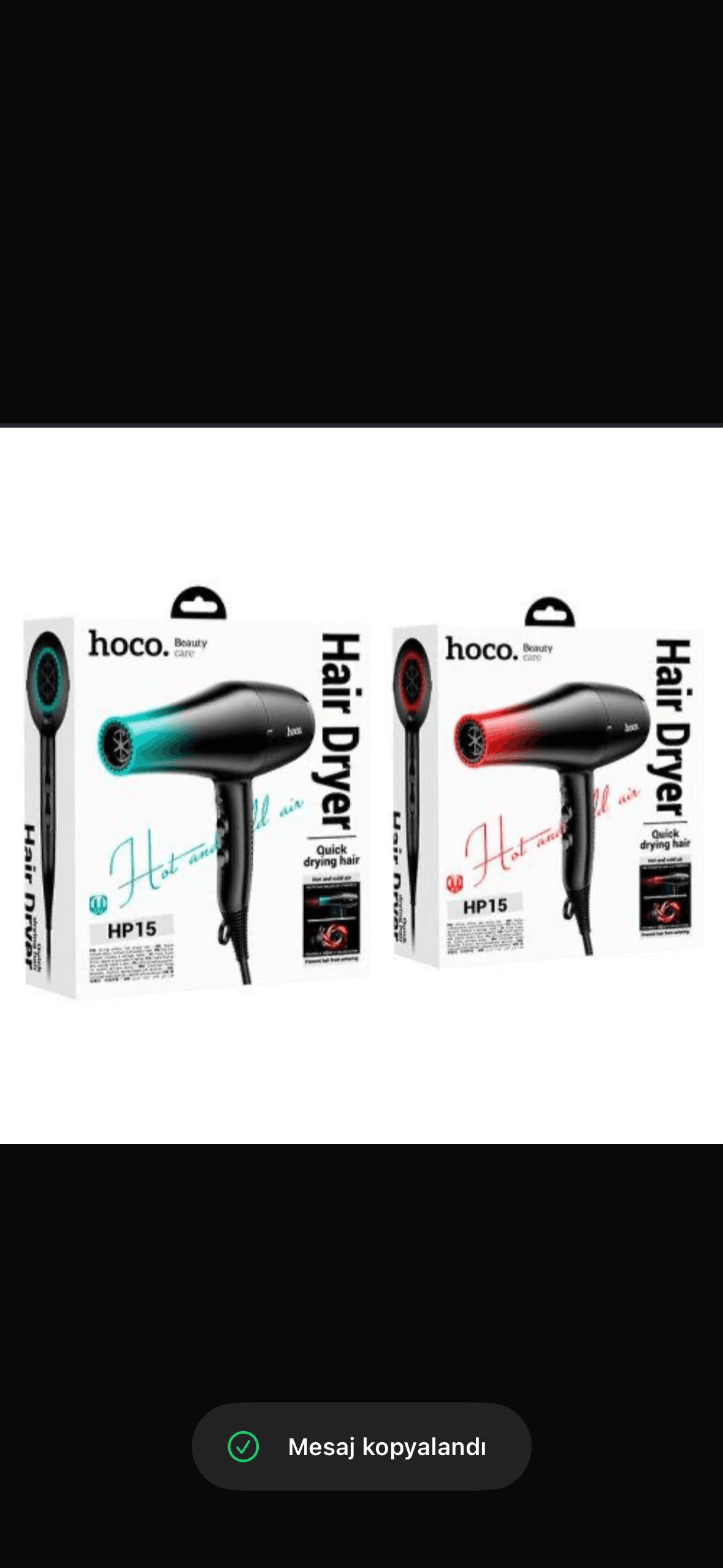 2000-2400 W gücünde motor ile hızlı kurutma sağlayan Hoco HP15 model saç kurutma makinesi