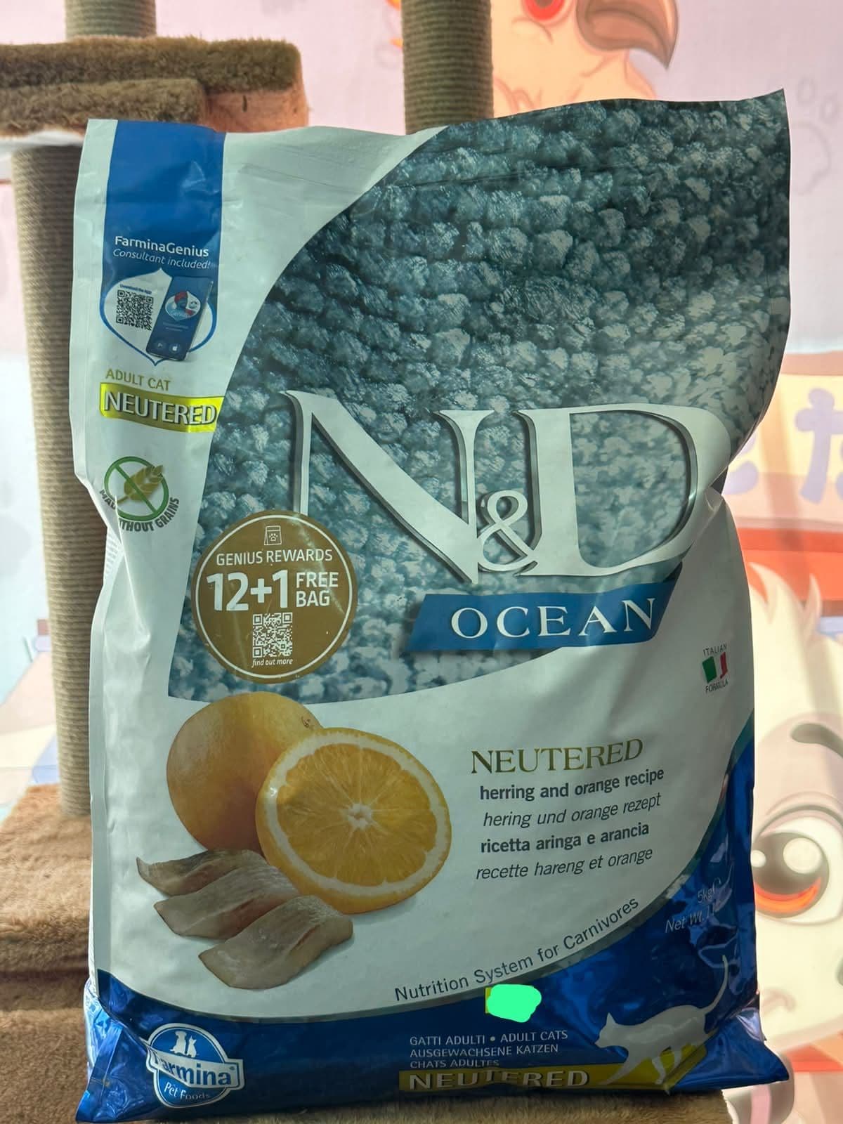 Farmina N&D Ocean Neutered (Herring and Orange) Özel Durum: Neutered (Kısırlaştırılmış Kediler için Özel Formül)