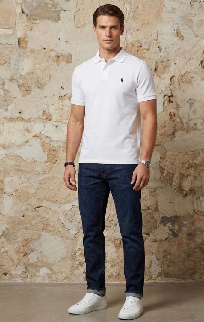 Polo Ralph Lauren Erkek Beyaz Logolu Polo Tişört