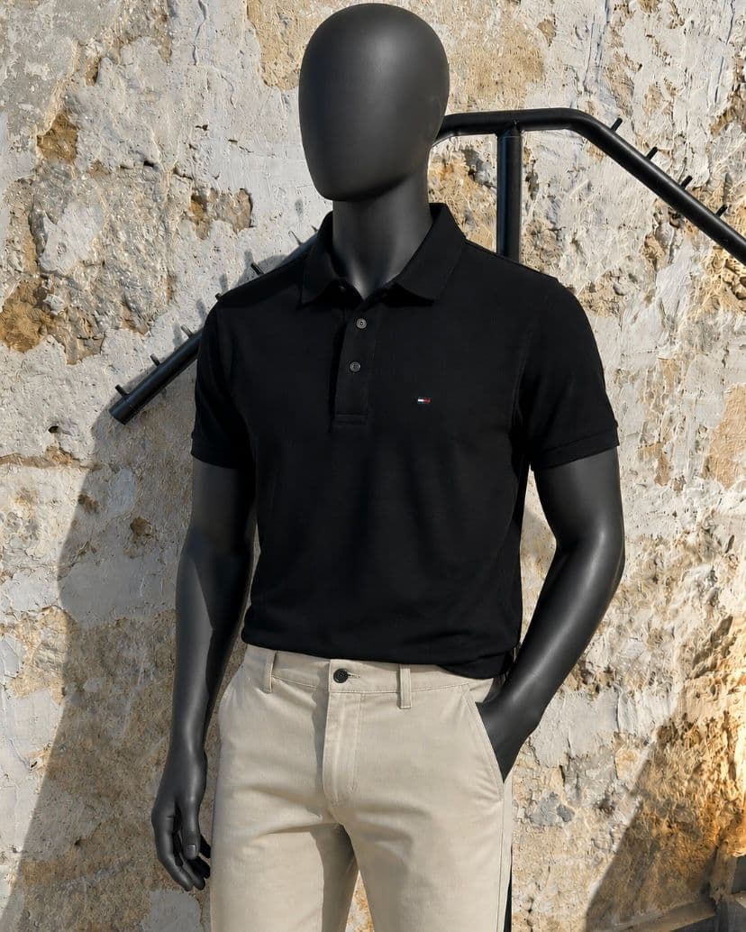 Tommy Hilfiger Erkek Siyah Polo Yaka Tişört