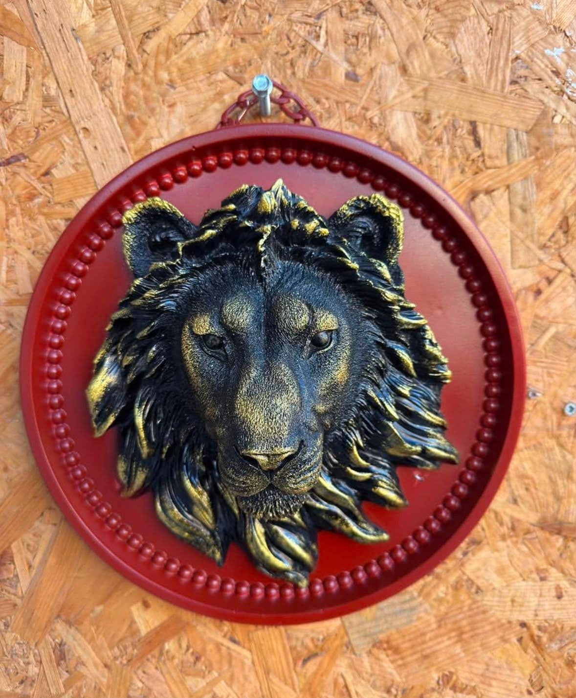     Aslan Başı Duvar Dekoru Siyah Gold Dekoratif Duvar Süsü