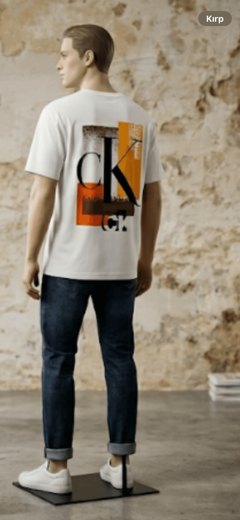 CK Jeans Erkek Beyaz Logolu Oversize Tişört