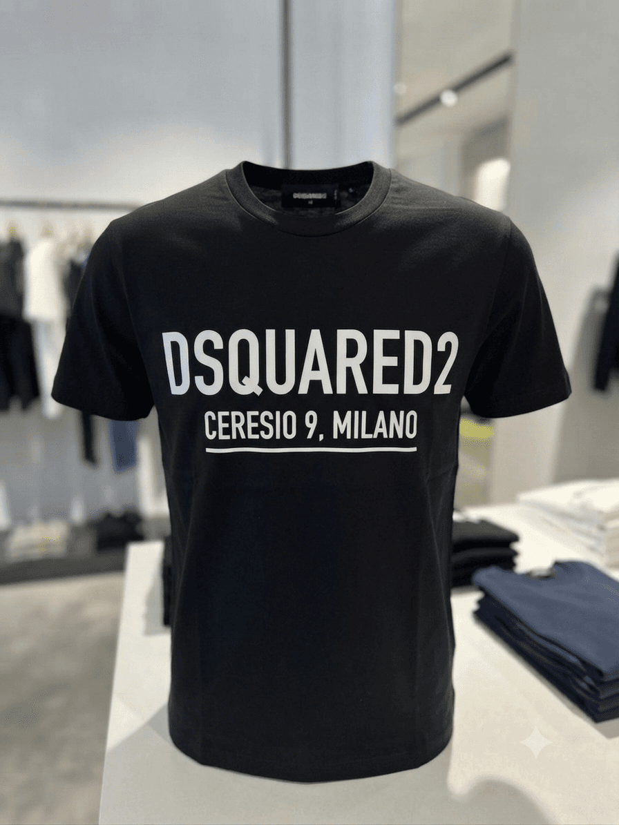 Dsquared2 Modern Kesim Siyah Tişört – Ceresio 9 Koleksiyonu"