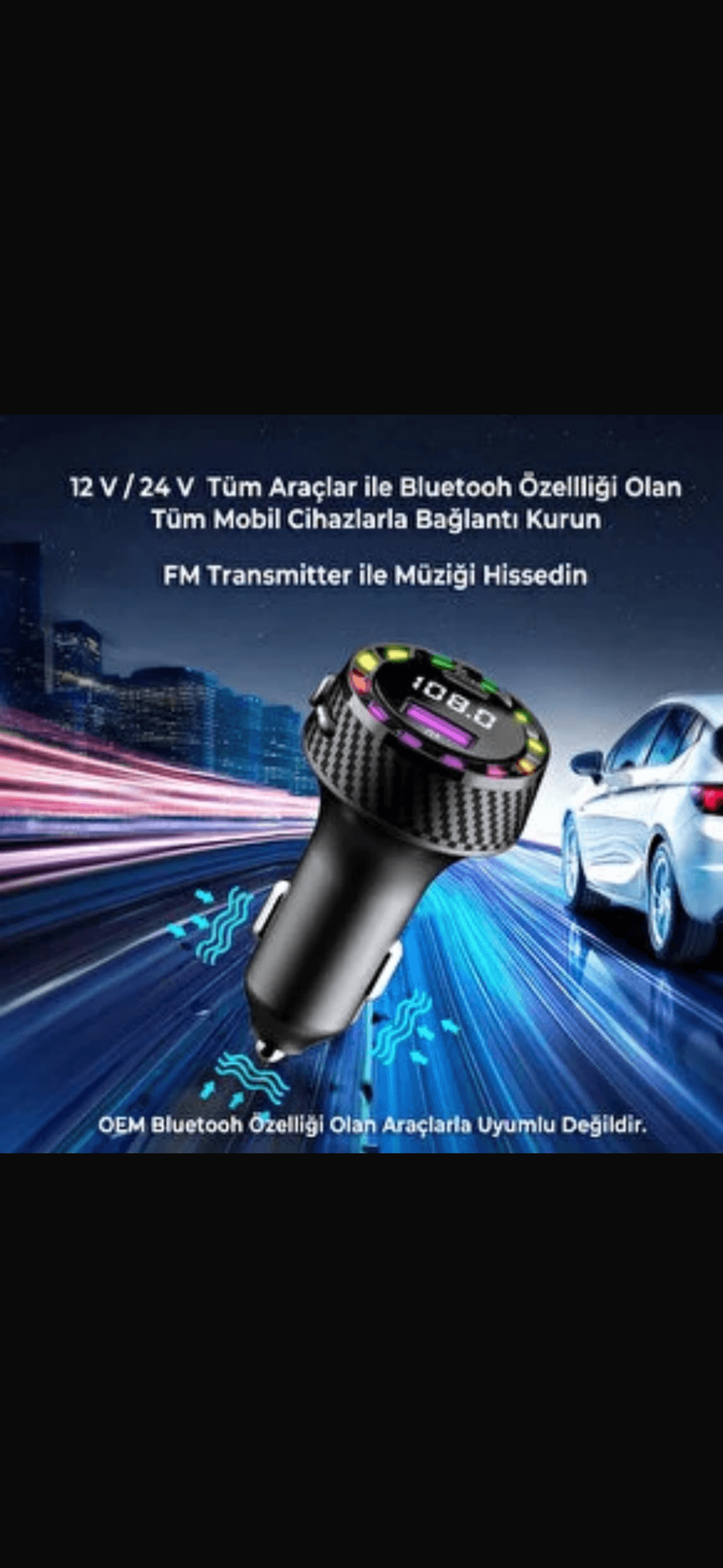 Lenyes CA814 model araç şarj cihazı ve FM transmitter 