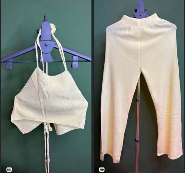 İpli Askılı Crop & Pantolon İkili Kombin Takım