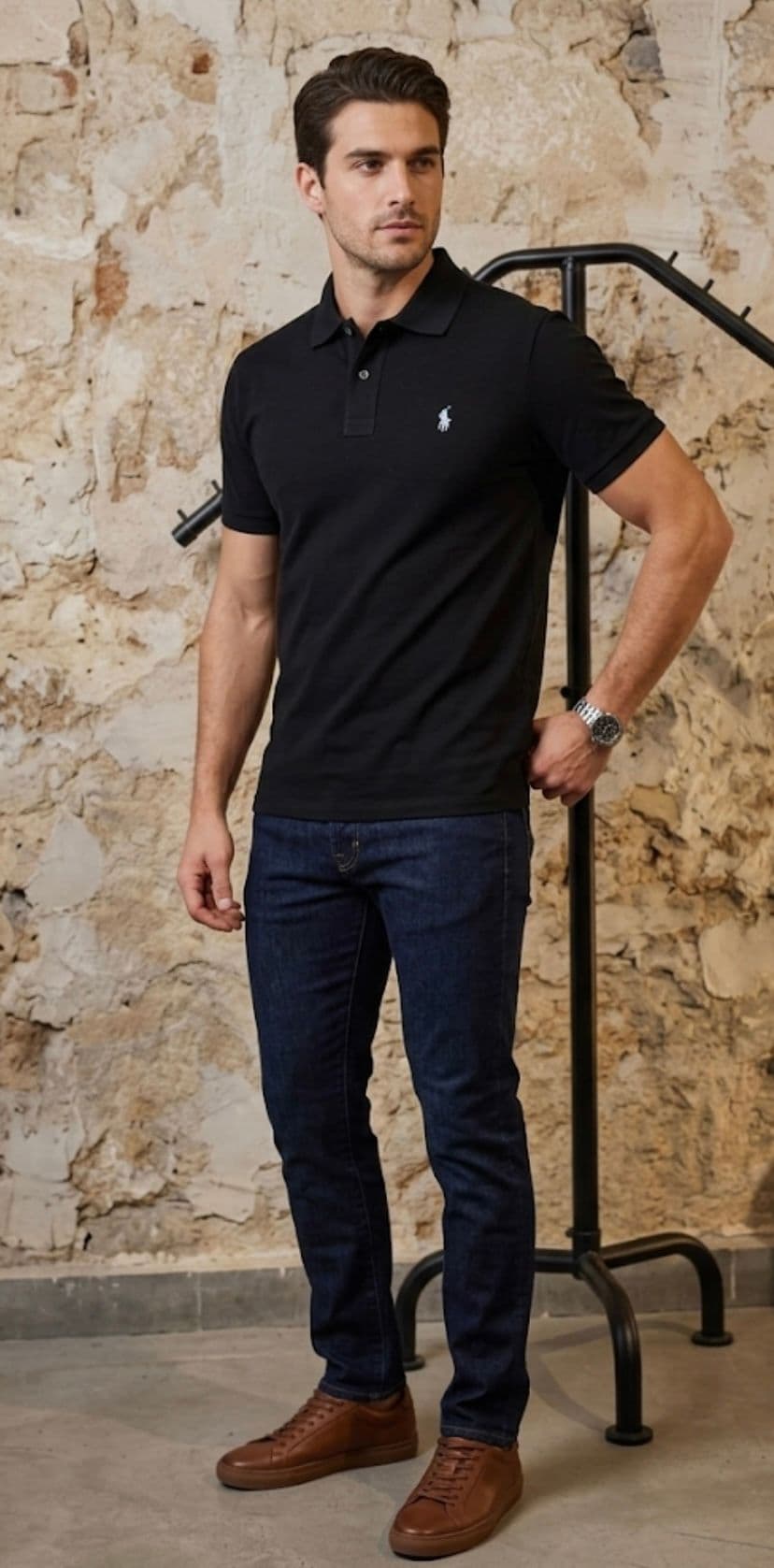 Polo Ralph Lauren Erkek Siyah Logolu Polo Tişört