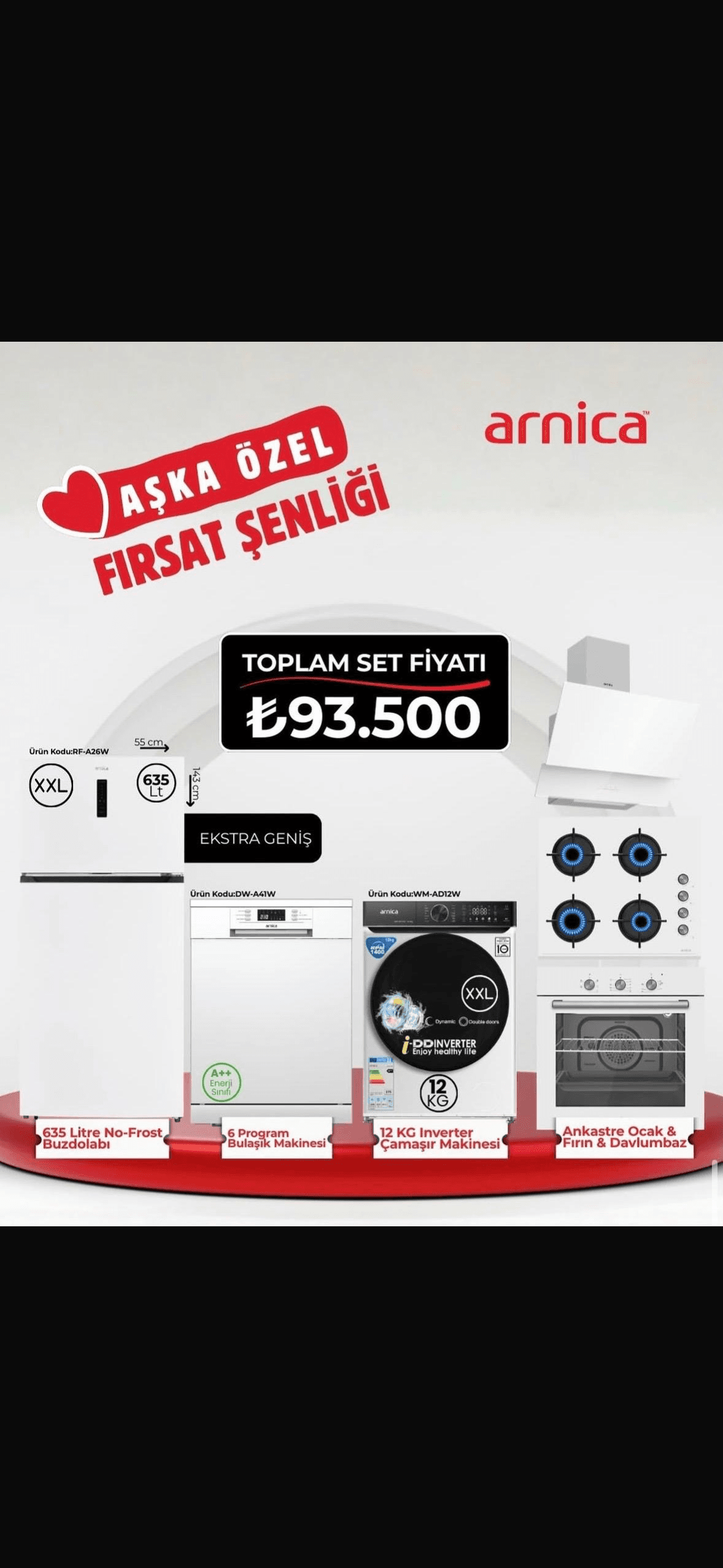 Arnica Beyaz Eşya Seti 
