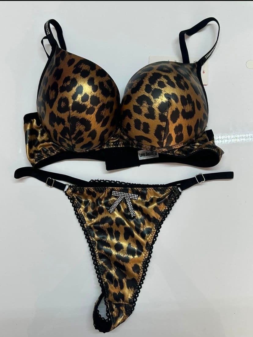 Leopar Desenli Balenli Dolgulu Sütyen Takım