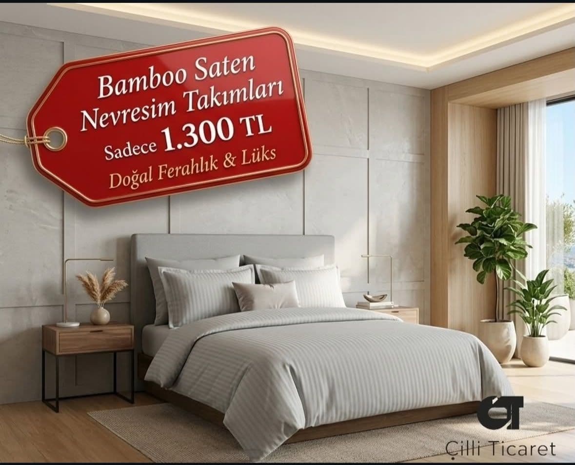     Bambu Saten Nevresim Takımı Çift Kişilik Lüks Nevresim Seti