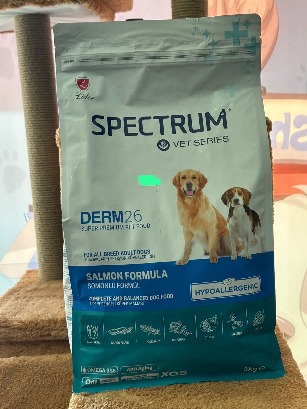 Spectrum Vet Series Derm 26 for All Breed Adult Dogs (Tüm Irkların Yetişkin Köpekleri İçin) Somonlu Köpek Maması