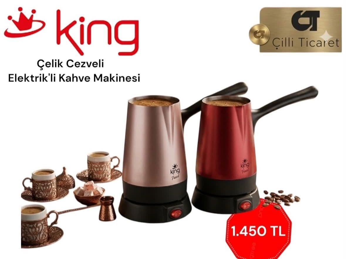     King Çelik Cezveli Elektrikli Türk Kahve Makinesi