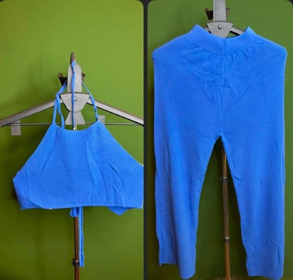 İpli Askılı Crop & Pantolon İkili Kombin Takım