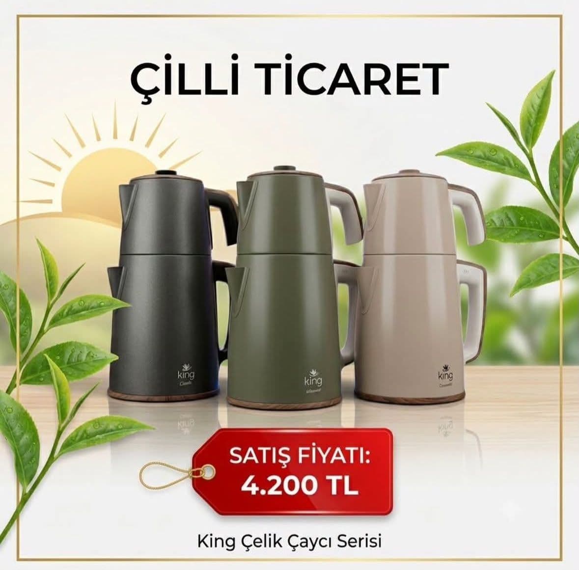    King Çelik Çaycı Elektrikli Çay Makinesi Çelik Demlikli Çaycı