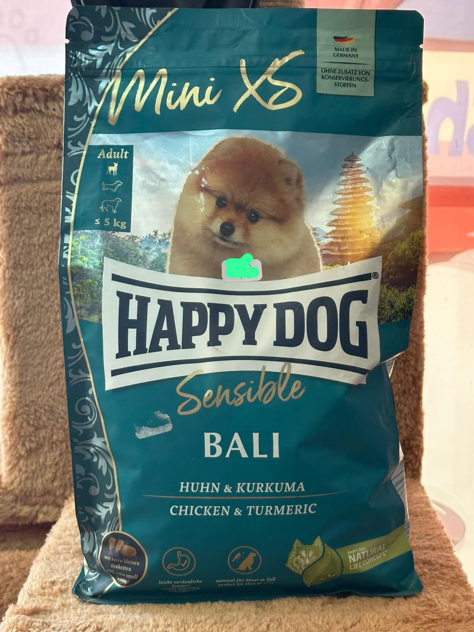 Happy Dog Sensible Mini XS Bali Tavuklu ve Zerdeçallı Yetişkin Köpek Maması