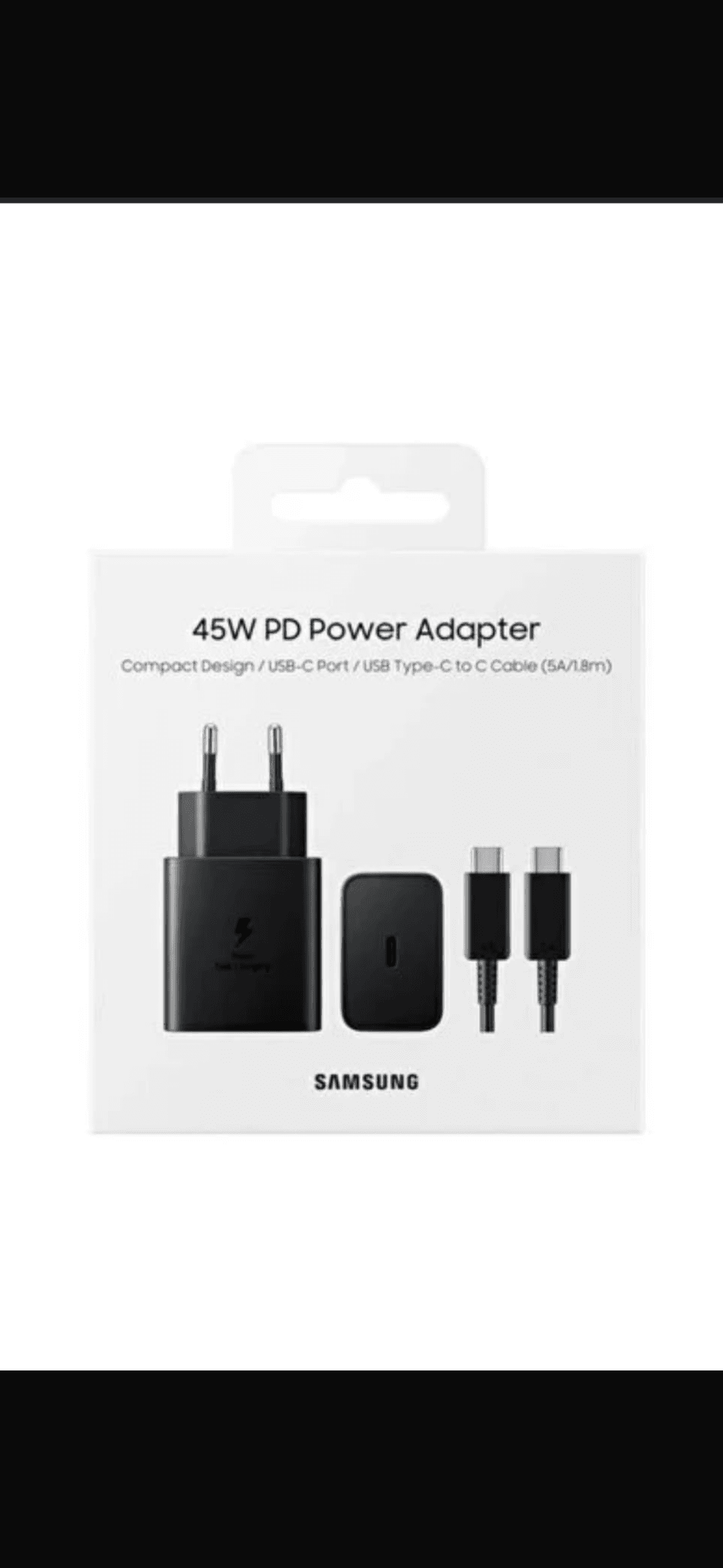 45W güce sahip Samsung EP-T4510X model süper hızlı şarj cihazı 